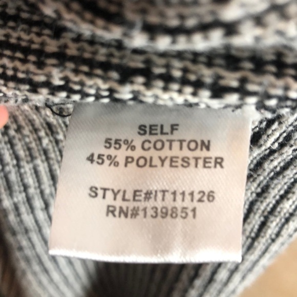 Oddy M/L Black & White Stripe Fringe Front Long Sleeve Sweater Medium/ Large - Picture 8 of 8